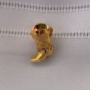 Vtg Rhinestone Cowboy Boot Shaped Pin